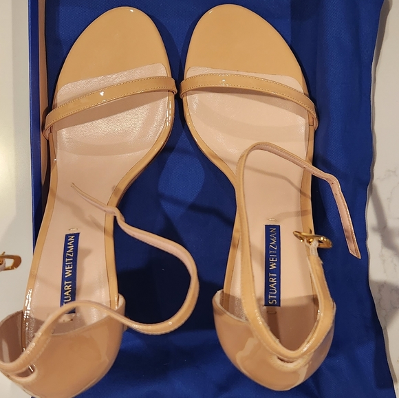 Stuart Weitzman Nudistsong Adobe Patent Heels - Picture 3 of 8